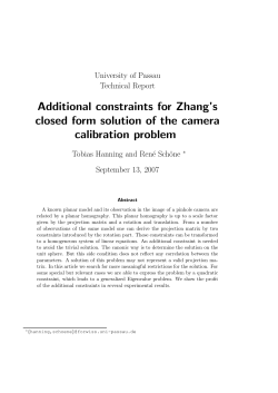 Additional constraints for Zhang`s closed form solution of the camera