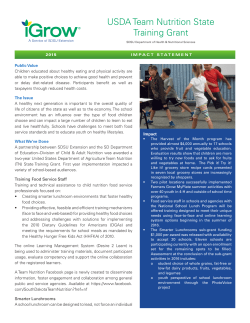 USDA Team Nutrition State Training Grant