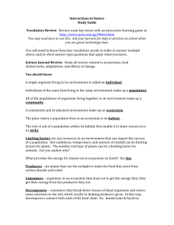 Interactions in Nature Study Guide Vocabulary Review: Review