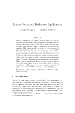 Logical Form and Reflective Equilibrium - Jarda Peregrin