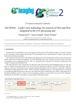 LICONOX – Linde`s new technology for removal of NOx