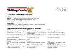 Paraphrasing, Summarizing, and Quoting