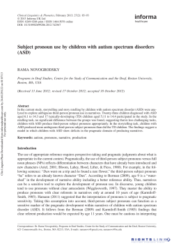 Subject pronoun use by children with autism spectrum disorders (ASD)