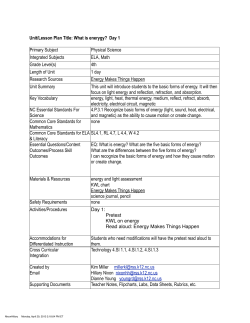 Unit/Lesson Plan Title: What is enerygy? Day 1