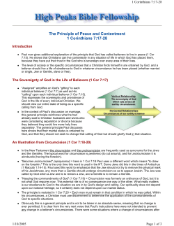 The Principle of Peace and Contentment 1 Corinthians 7:17-28