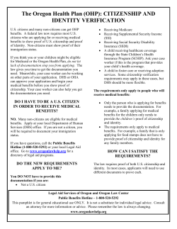 The Oregon Health Plan (OHP): CITIZENSHIP AND IDENTITY