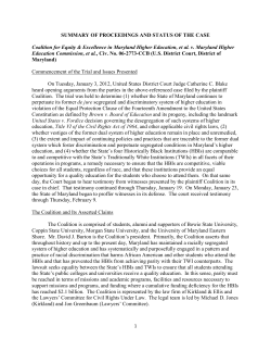 SUMMARY OF PROCEEDINGS AND STATUS OF THE CASE