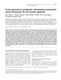 From genome to proteome: developing expression clone resources