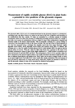 Measurement of rapidly available glucose (RAG) in plant foods: a