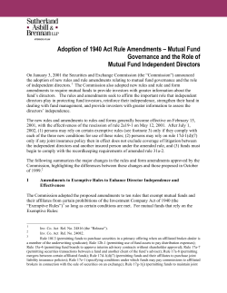 Adoption of 1940 Act Rule Amendments – Mutual Fund Governance