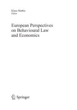 European Perspectives on Behavioural Law and Economics