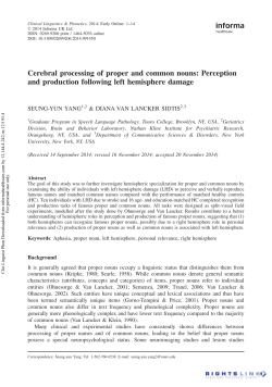 Cerebral processing of proper and common nouns