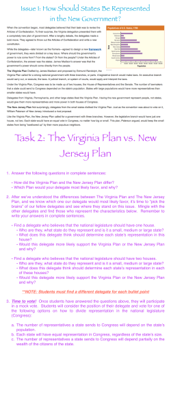 Issue 1- How Should States Be Represented in the New