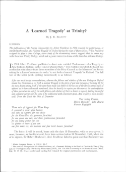 A `Learned Tragedy` at Trinity?