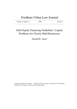 Debt-Equity Financing Guidelines: Capital Problems for