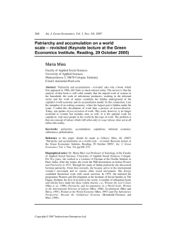 Patriarchy and accumulation on a world scale&ndash;revisited (Keynote