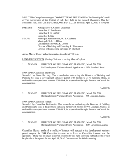 MINUTES of a regular meeting of COMMITTEE OF THE WHOLE of