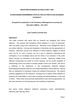 Is Narcissism Undermining Critical Reflection in Our Business