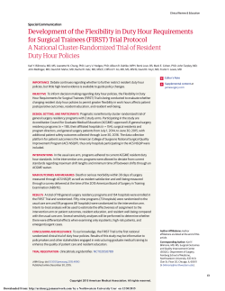 Development of the Flexibility in Duty Hour