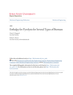 Enthalpy for Pyrolysis for Several Types of Biomass