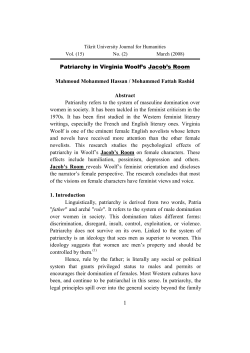 Patriarchy in Virginia Woolf`s Jacob`s Room
