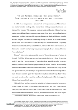 "In Los Alamos, I feel like I`m a real citizen": Black atomic