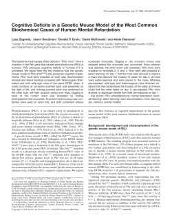 Cognitive Deficits in a Genetic Mouse Model of the