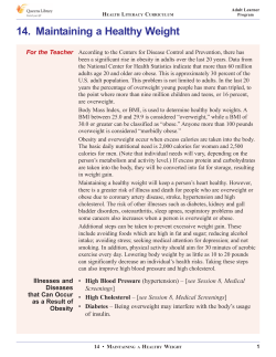 14. Maintaining a Healthy Weight