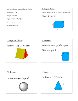 Spheres: Volume = (4/3)(pi)r3