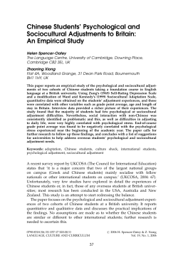 Chinese Students` Psychological and Sociocultural Adjustments to