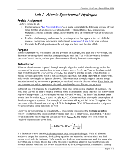 Lab 1 Atomic Spectrum of Hydrogen