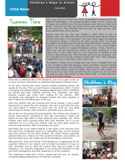 CHIA June 2012 Newsletter - Children`s Hope in Action