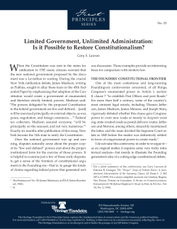 Limited Government, Unlimited Administration: Is it Possible to