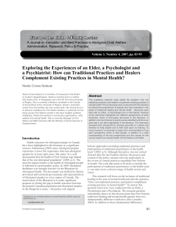 Exploring the Experiences of an Elder, a Psychologist and a