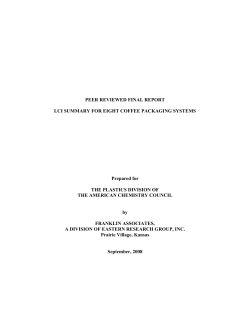 LCI Summary for 8 Coffee Packaging Systems - Plastics