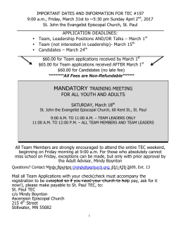 Application for TEC Team - Episcopal Church in Minnesota