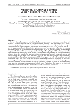prediction of jumping distance using a short approach model