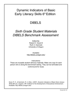 Dynamic Indicators of Basic Early Literacy Skills 6th Edition DIBELS