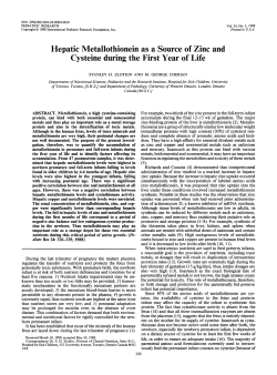 Hepatic Metallothionein as a Source of Zinc and Cysteine