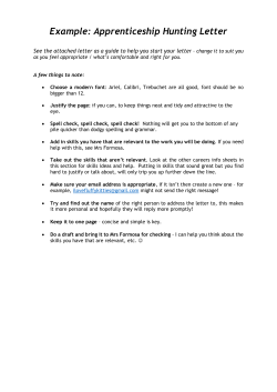 Example: Apprenticeship Hunting Letter
