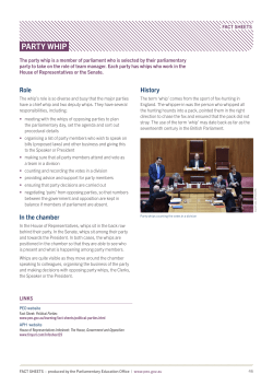 Fact Sheet &ndash; Party Whip - Parliamentary Education Office