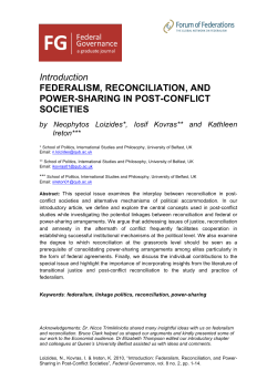 Introduction: Federalism, Reconciliation, and Power