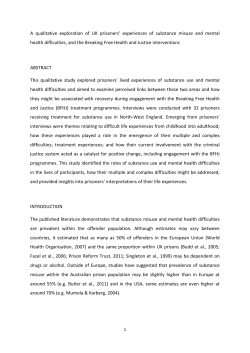 A qualitative exploration of UK prisoners` experiences of substance