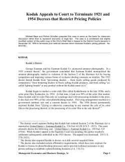 Kodak Appeals to Court to Terminate 1921 and 1954 Decrees that