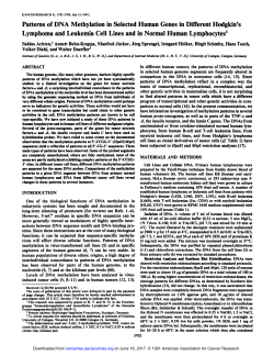 Patterns of DNA Methylation in Selected Human