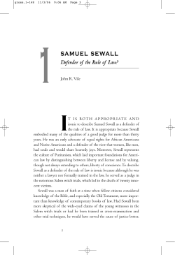 Samuel Sewall - Defender of the Rule of Law?