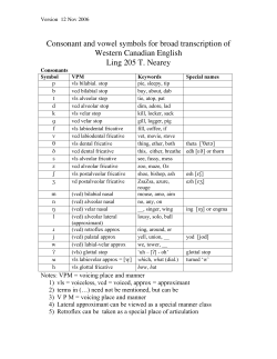 Consonant and vowel symbols for broad transcription of Western