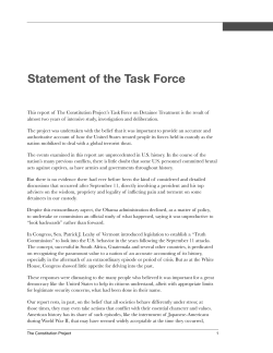 Statement of the Task Force - Task Force On Detainee Treatment