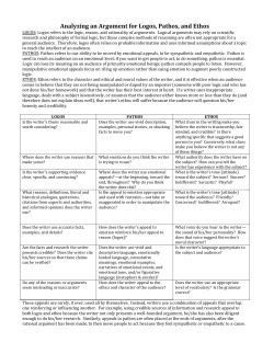 Analyzing an Argument for Logos Pathos and Ethos