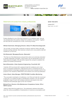 Statements and praise from industry professionals